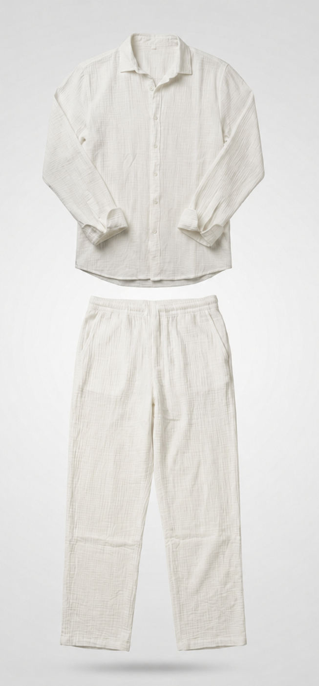 Light Luxury Linen Textured Casual Set (2pcs)