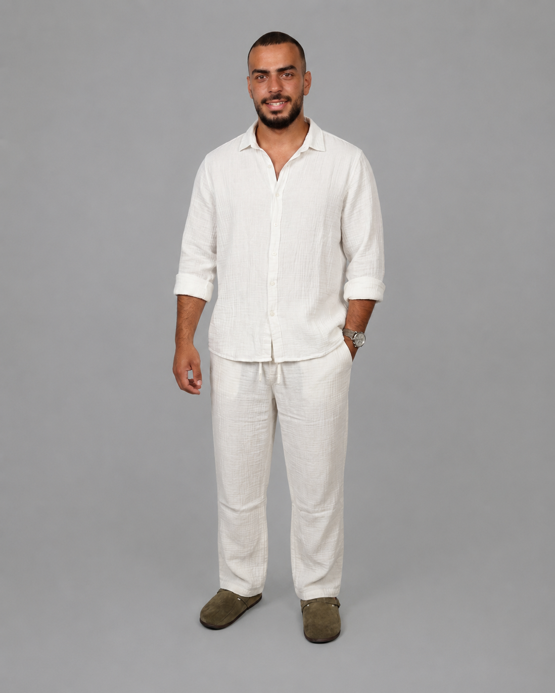 Light Luxury Linen Textured Casual Set (2pcs)