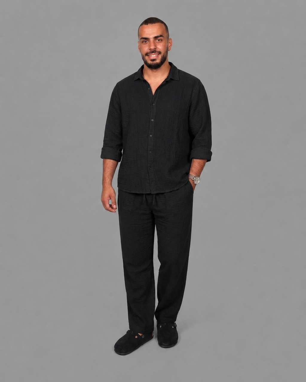 Light Luxury Linen Textured Casual Set (2pcs)