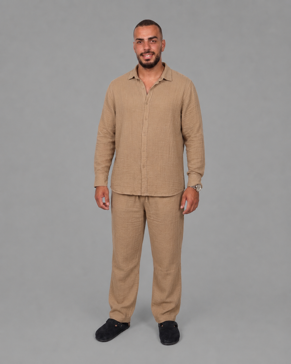 Light Luxury Linen Textured Casual Set (2pcs)