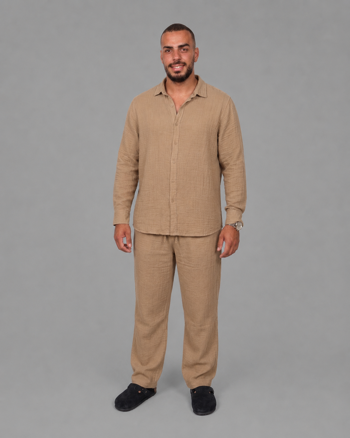 Light Luxury Linen Textured Casual Set (2pcs)