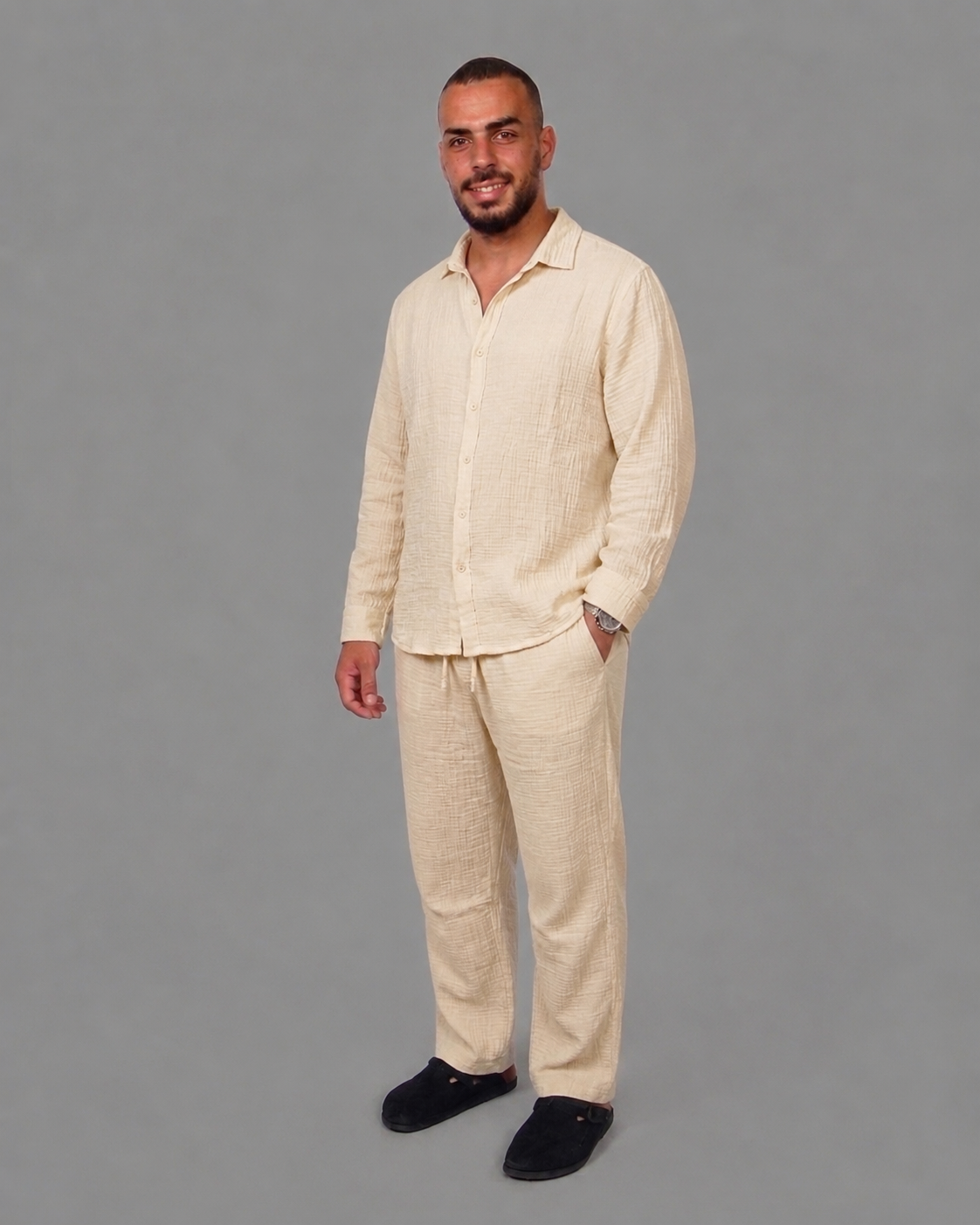 Light Luxury Linen Textured Casual Set (2pcs)