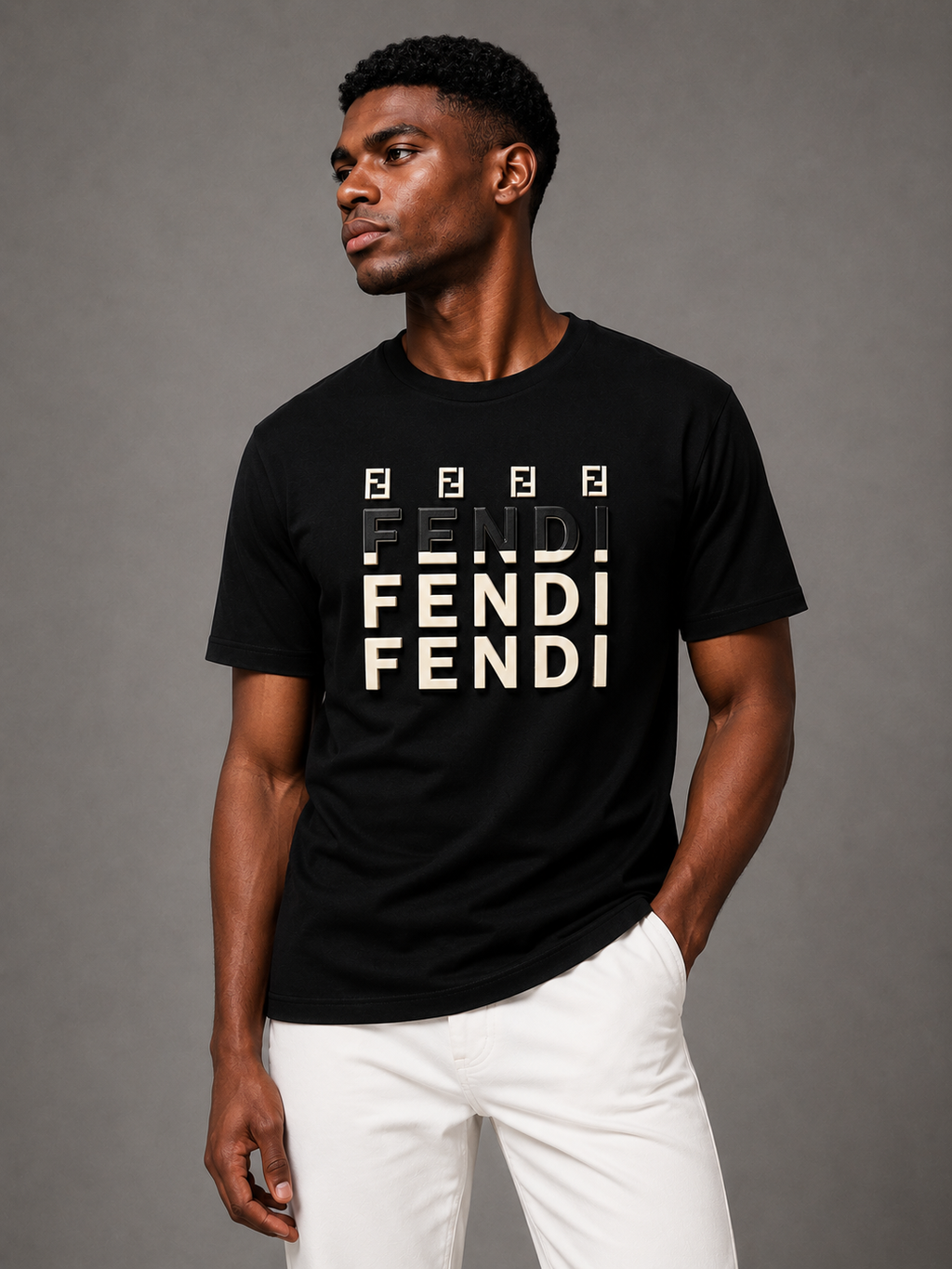 FENDI premium printed logo t-shirt