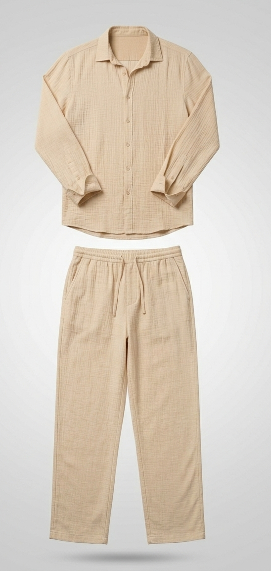 Light Luxury Linen Textured Casual Set (2pcs)