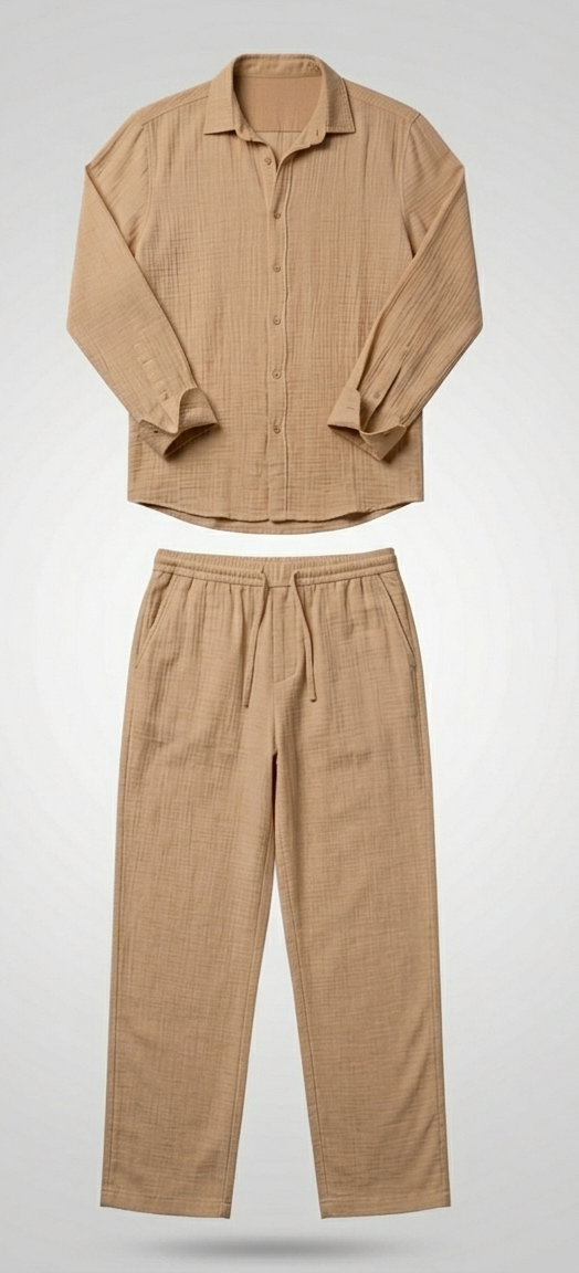 Light Luxury Linen Textured Casual Set (2pcs)