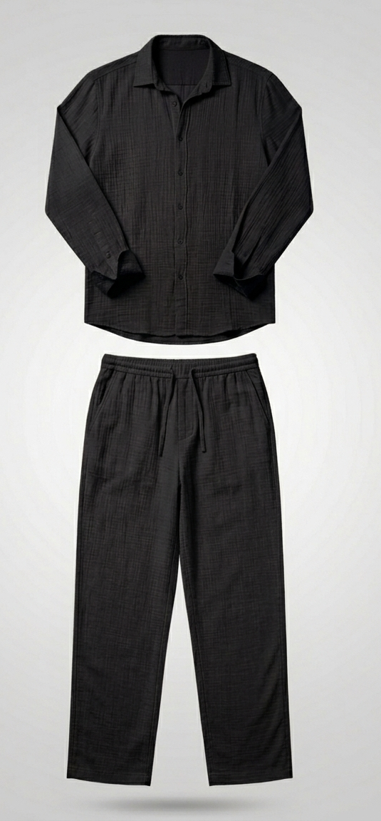 Light Luxury Linen Textured Casual Set (2pcs)