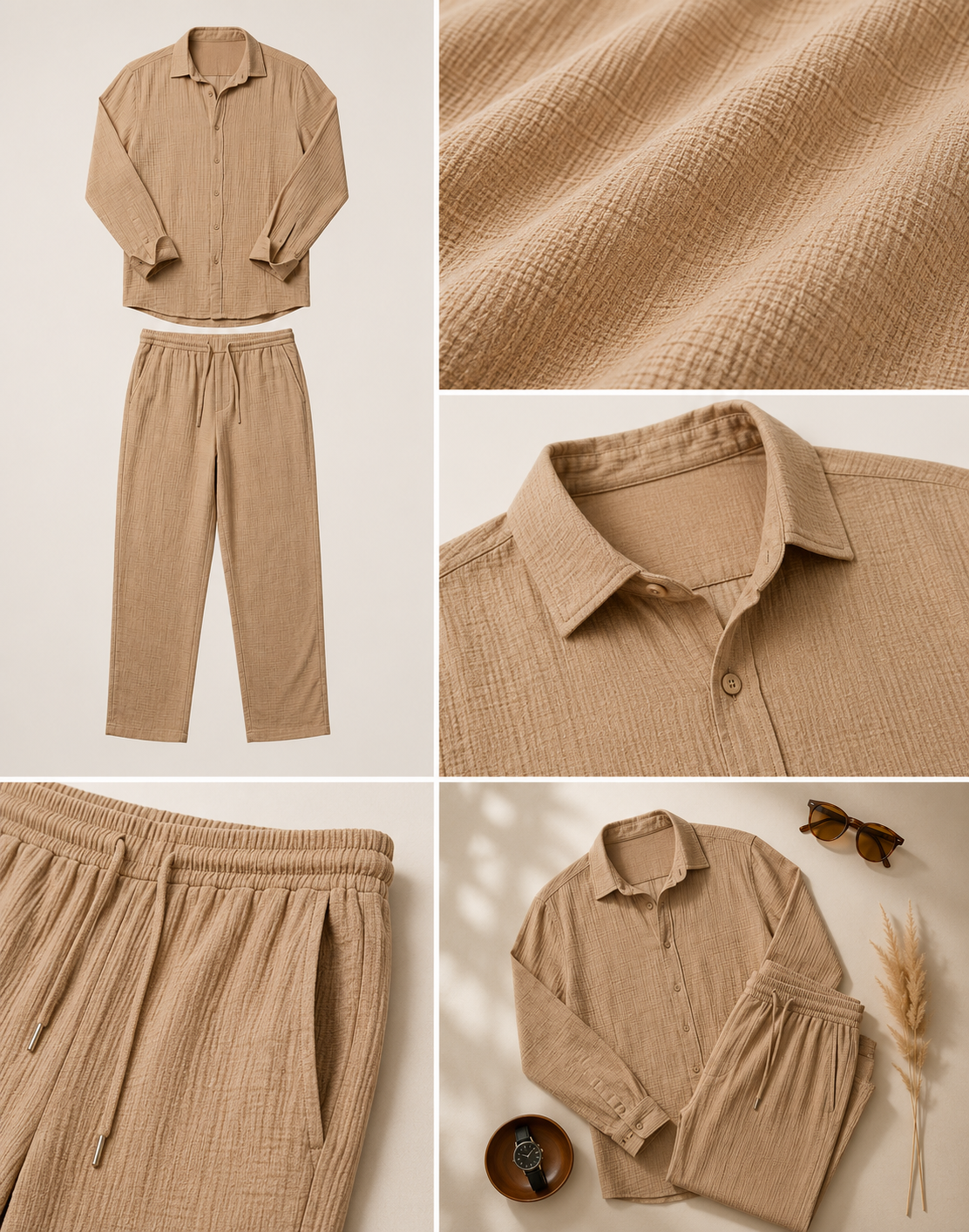 Light Luxury Linen Textured Casual Set (2pcs)