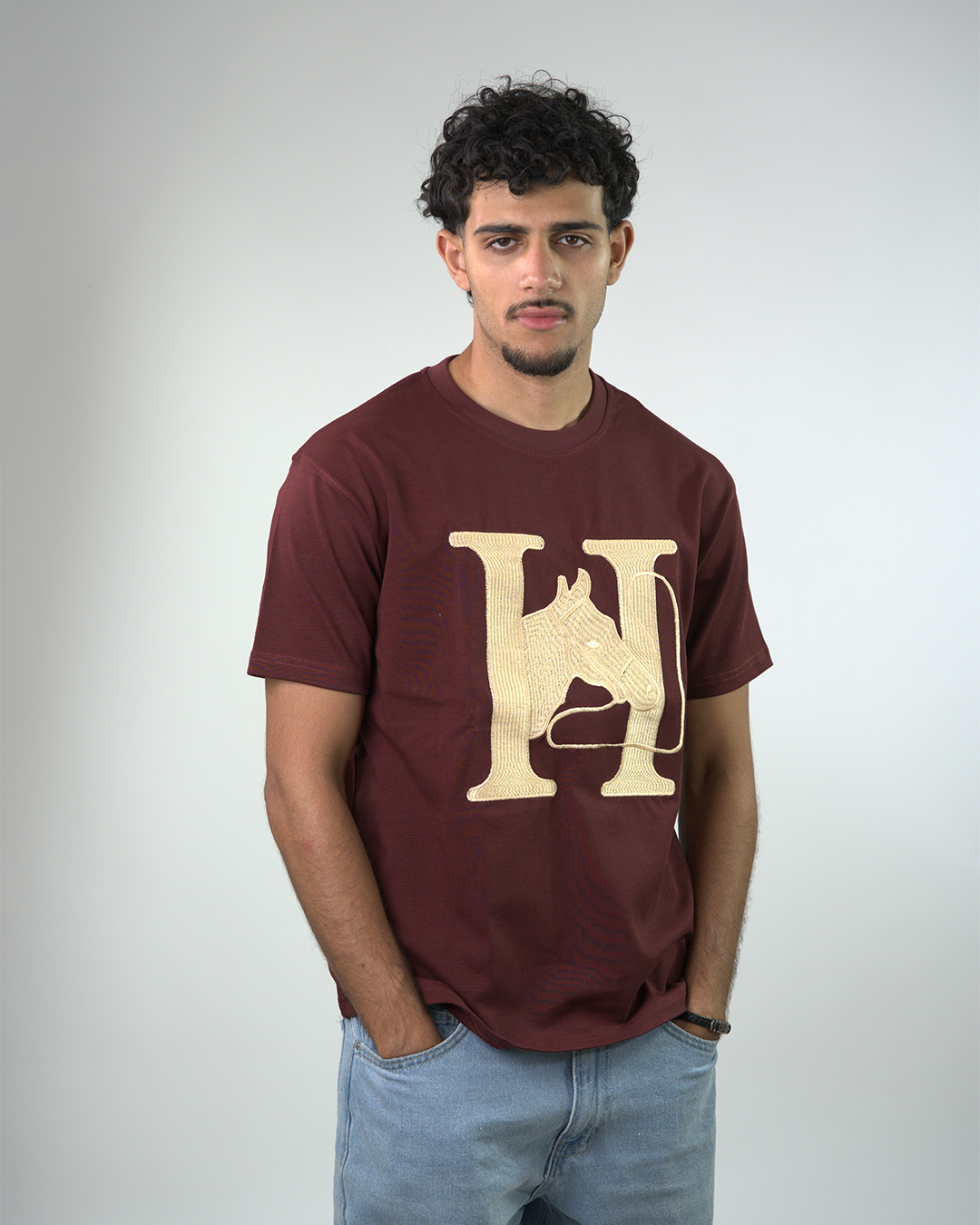Hermes premium embroidered logo t-shirt