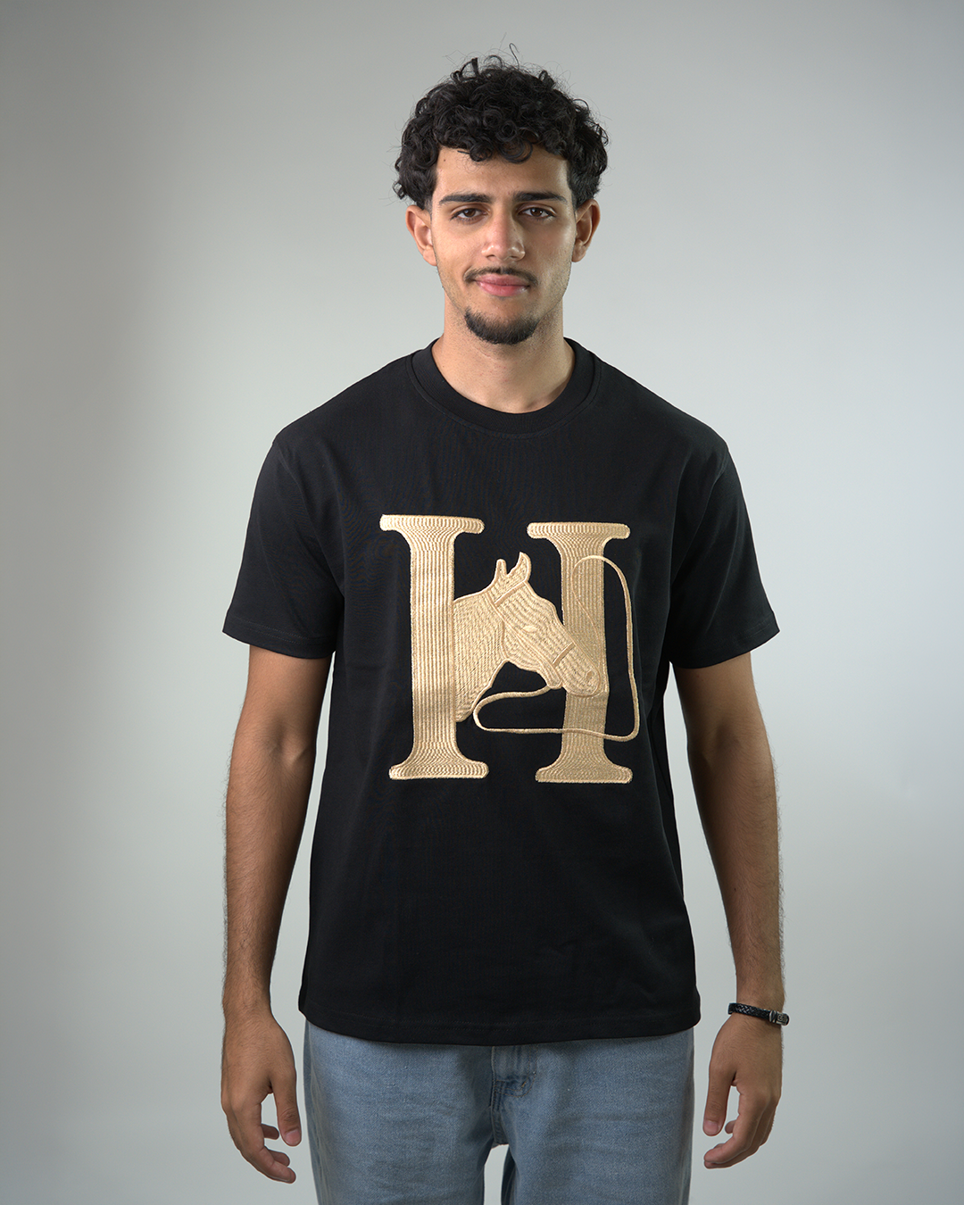 Hermes premium embroidered logo t-shirt