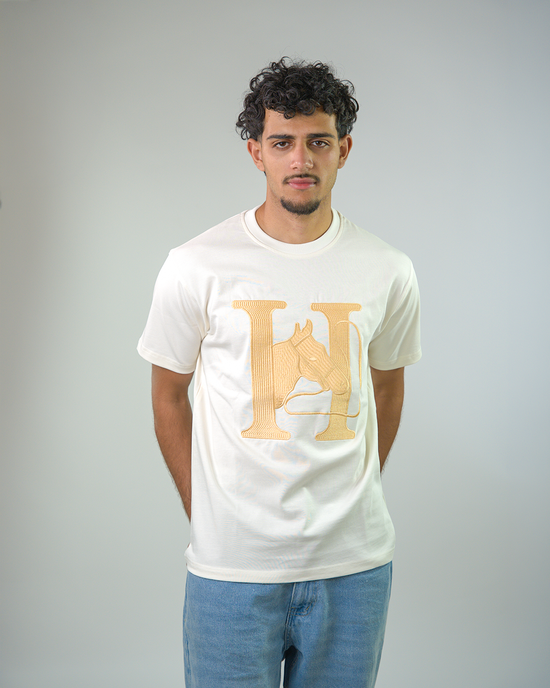 Hermes premium embroidered logo t-shirt