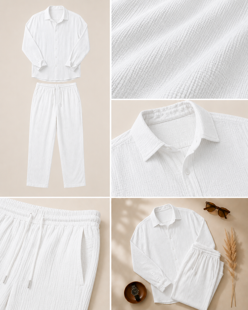 Light Luxury Linen Textured Casual Set (2pcs)